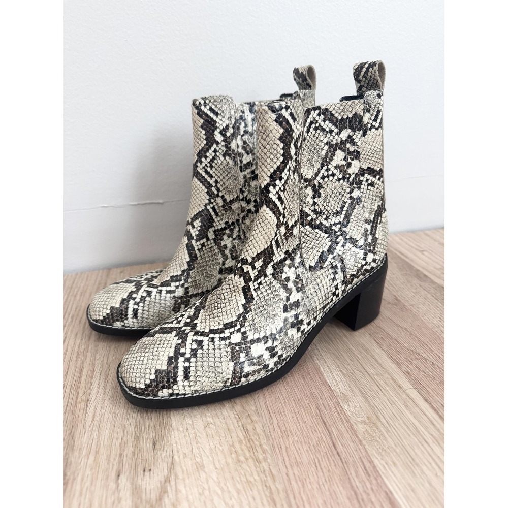 Nohazina Lea Women's Snake Print Block Heel Ankle‎ Boots Size 6M